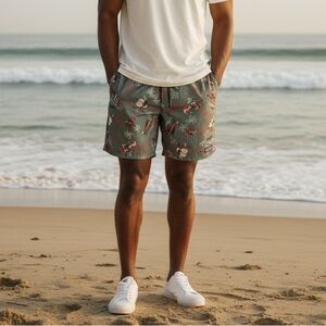 Rare Patagonia Men’s Baggies Longs 7” “C Street Tacos” Print in Green Colorway